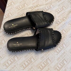 Kate Spade Black Ruffle Slide Sandals